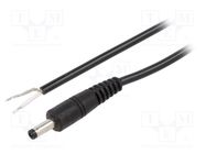 Cable; 1x0.5mm2; wires,DC 4,0/1,7 plug; straight; black; 1.5m WEST POL