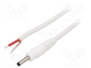 Cable; 1x1mm2; wires,DC 3,5/1,3 plug; straight; white; 1.5m WEST POL