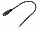 Cable; 2x0.5mm2; wires,DC 5,5/2,1 socket; straight; black; 0.25m BQ CABLE