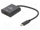 Adapter; HDMI 2.0,USB 3.1; HDMI socket,USB C plug; 0.15m; black GEMBIRD