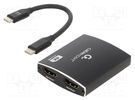 Adapter; HDMI 1.4,USB 3.1; 0.15m; black; black; Cablexpert GEMBIRD