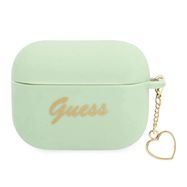 Guess GUAPLSCHSN AirPods Pro cover green / green Silicone Charm Heart Collection, Guess