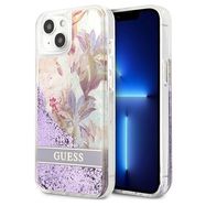 Guess GUHCP13MLFLSU iPhone 13 6.1 &quot;violet / purple hardcase Flower Liquid Glitter, Guess