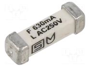 Fuse: fuse; 630mA; 250VAC; 125VDC; quick blow; ceramic; 3x10.1mm SCHURTER