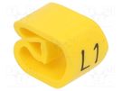 Markers; Marking: L1; 8÷16mm; PVC; yellow; -30÷60°C; leaded; PA-3 PARTEX