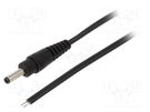 Cable; 2x0.35mm2; wires,DC 3,5/1,3 plug; straight; black; 1.5m WEST POL