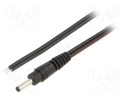 Cable; 2x0.75mm2; wires,DC 3,5/1,3 plug; straight; black; 1.5m WEST POL