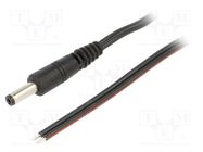 Cable; 2x0.75mm2; wires,DC 4,8/1,7 plug; straight; black; 0.5m WEST POL