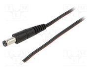 Cable; 2x0.35mm2; wires,DC 5,5/1,7 plug; straight; black; 1.5m WEST POL