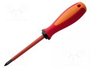 Screwdriver: insulated; Pozidriv®; PZ1; Blade length: 80mm; 1kVAC UNIOR