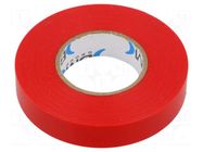 Tape: electrical insulating; W: 15mm; L: 25m; Thk: 0.15mm; red; 200% BM GROUP