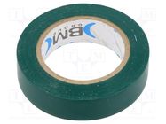 Tape: electrical insulating; W: 15mm; L: 10m; Thk: 0.15mm; green BM GROUP
