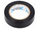 Tape: electrical insulating; W: 15mm; L: 10m; Thk: 0.15mm; black BM GROUP