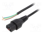 Cable; IEC C13 female,wires; 1m; with IEC LOCK locking; black SCHAFFNER