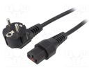 Cable; CEE 7/7 (E/F) plug angled,IEC C13 female; 4m; black; 10A SCHAFFNER