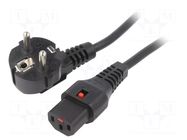 Cable; CEE 7/7 (E/F) plug angled,IEC C13 female; 2m; black; 10A SCHAFFNER
