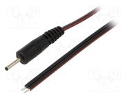 Cable; 2x0.75mm2; wires,DC 2,35/0,7 plug; straight; black; 0.5m WEST POL