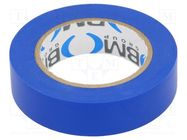 Tape: electrical insulating; W: 15mm; L: 10m; Thk: 0.15mm; blue; 200% BM GROUP