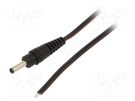 Cable; 2x0.35mm2; wires,DC 3,5/1,3 plug; straight; black; 0.5m WEST POL