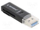 Card reader: memory; USB A plug; USB 3.0; black GEMBIRD