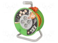 Extension lead; 3x1mm2; reel; Sockets: 4; PVC; orange; 25m; 10A KEL