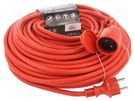 Extension lead; 3x2.5mm2; Sockets: 1; rubber; red; 40m; 16A KEL