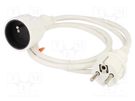 Extension lead; 3x1.5mm2; Sockets: 1; PVC; white; 1.5m; 16A PLASTROL