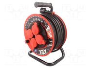 Extension lead; 3x2.5mm2; reel; Sockets: 4; rubber; black; 25m; 16A KEL