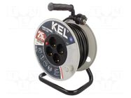 Extension lead; 3x1.5mm2; reel; Sockets: 4; PVC; black; 25m; 16A KEL