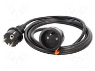 Extension lead; 3x1.5mm2; Schuko; Sockets: 1; PVC; black; 3m; 16A PLASTROL