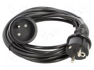 Extension lead; 3x1mm2; Schuko; Sockets: 1; PVC; black; 5m; 10A PLASTROL
