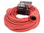 Extension lead; 3x1.5mm2; Sockets: 1; rubber; red; 30m; 16A KEL