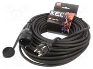 Extension lead; 3x2.5mm2; Sockets: 1; rubber; black; 30m; 16A KEL