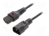 Cable; IEC C13 female,IEC C14 male; 2m; with IEC LOCK locking SCHAFFNER / TE Connectivity
