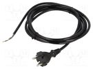 Cable; 2x1mm2; CEE 7/17 (C) plug,wires; PUR; 3m; black; 10A; 230V PLASTROL