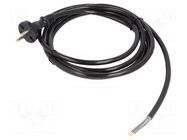 Cable; 2x1.5mm2; CEE 7/17 (C) plug,wires; PUR; 3m; black; 16A; 230V PLASTROL