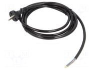 Cable; 2x1.5mm2; CEE 7/17 (C) plug,wires; PUR; 3m; black; 16A; 230V PLASTROL
