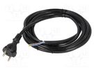 Cable; 2x1.5mm2; CEE 7/17 (C) plug,wires; PUR; 4m; black; 16A; 230V PLASTROL