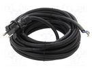 Cable; 2x1.5mm2; CEE 7/17 (C) plug,wires; rubber; 10m; black; 16A PLASTROL