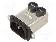 Connector: AC supply; socket; male; Inom: 1A; Ir: 310uA; 250VAC SCHAFFNER / TE Connectivity