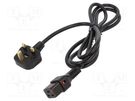 Cable; BS 1363 (G) plug,IEC C19 female; 2m; black; 13A; 250V; IP20 SCHAFFNER