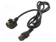 Cable; BS 1363 (G) plug,IEC C19 female; 2m; black; 13A; 250V; IP20 SCHAFFNER / TE Connectivity