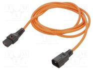 Cable; IEC C13 female,IEC C14 male; 1.5m; with IEC LOCK locking SCHAFFNER