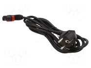 Cable; CEE 7/7 (E/F) plug angled,IEC C13 female angled left SCHAFFNER