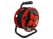Extension lead; 3x1.5mm2; reel; Sockets: 4; rubber; black; 20m; 16A KEL