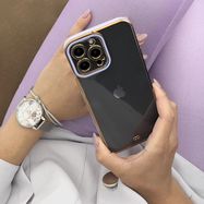 Fashion Case Case for iPhone 13 Pro Max Gold Frame Gel Cover Black, Hurtel