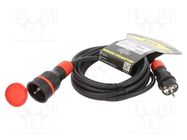 Extension lead; 3x2.5mm2; Sockets: 1; rubber; black; 5m; 16A KEL