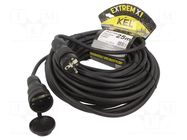 Extension lead; 3x2.5mm2; Sockets: 1; rubber; black; 25m; 16A KEL