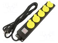 Extension lead; 3x1.5mm2; Schuko; Sockets: 5; rubber; black; 3m; 16A PLASTROL