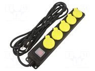 Extension lead; 3x1.5mm2; Schuko; Sockets: 5; rubber; black; 5m; 16A PLASTROL